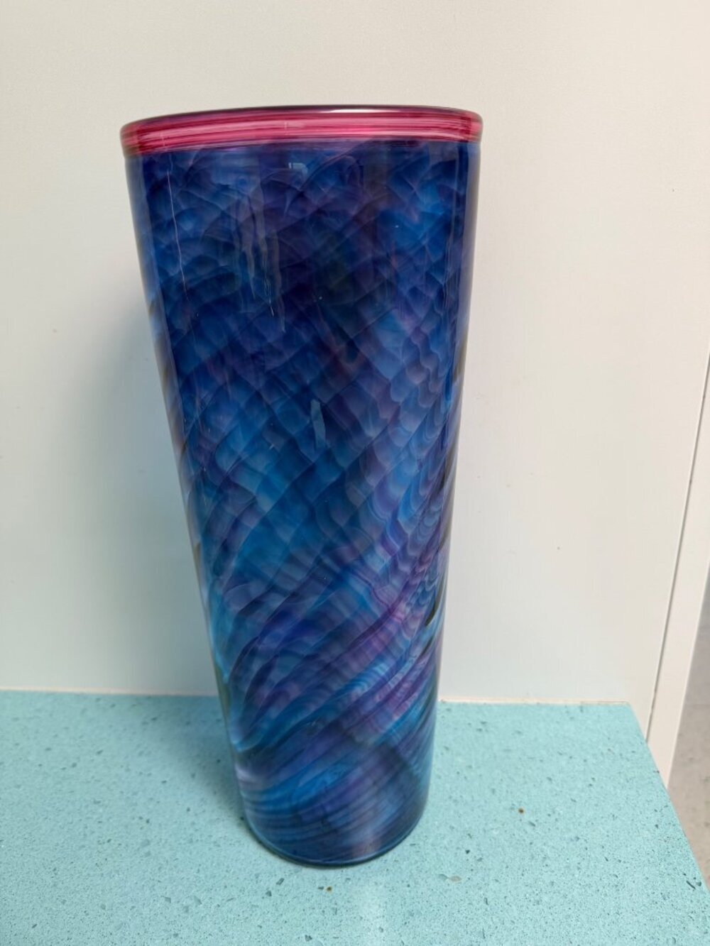 C.B. Glass Curtiss Brock Studio Art Glass 13 Inch Vase Signed Large Vintage